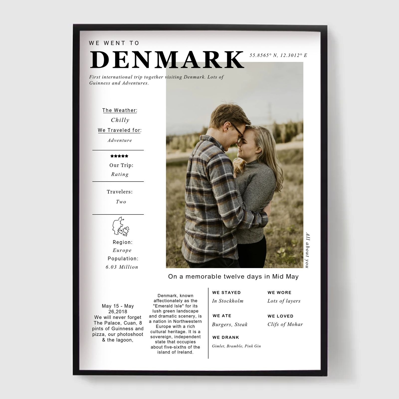 Personalised Poster - Custom Travel Print - DENMARK