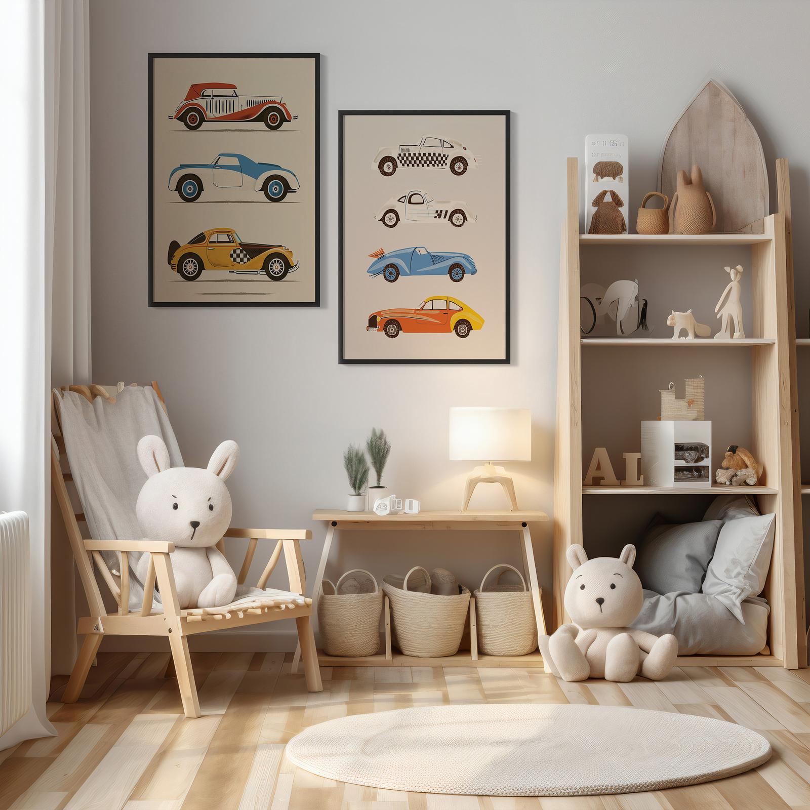 Poster - Vintage Cars Set / Set of 2