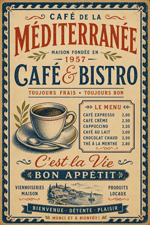 Poster - Vintage Café Bistro