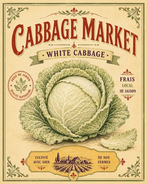 Poster - Cabbage Market Vintage