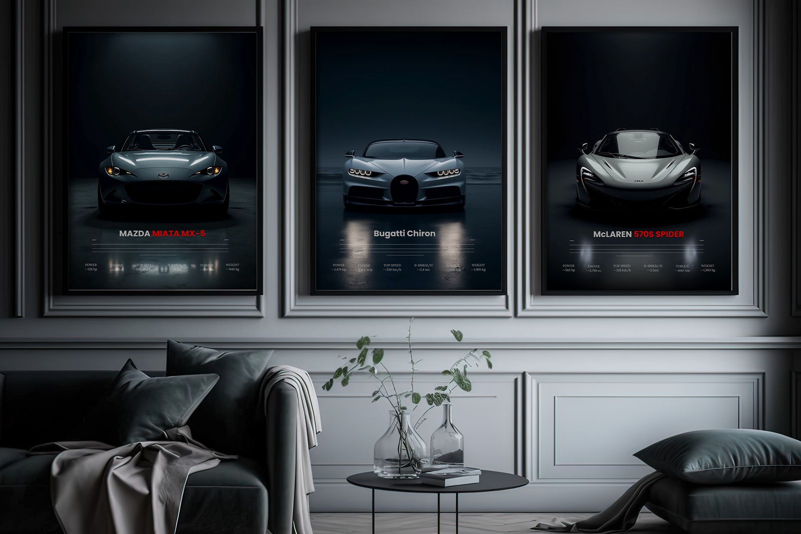 Poster - Mazda, Bugatti, McLaren / Set of 3