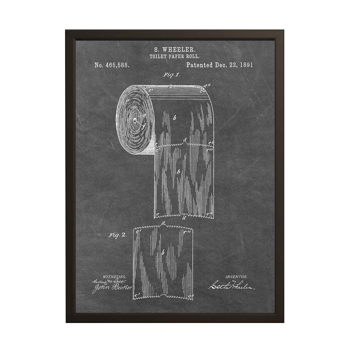 Patent Drawing Poster - S. Wheeler Toilet Paper Roll
