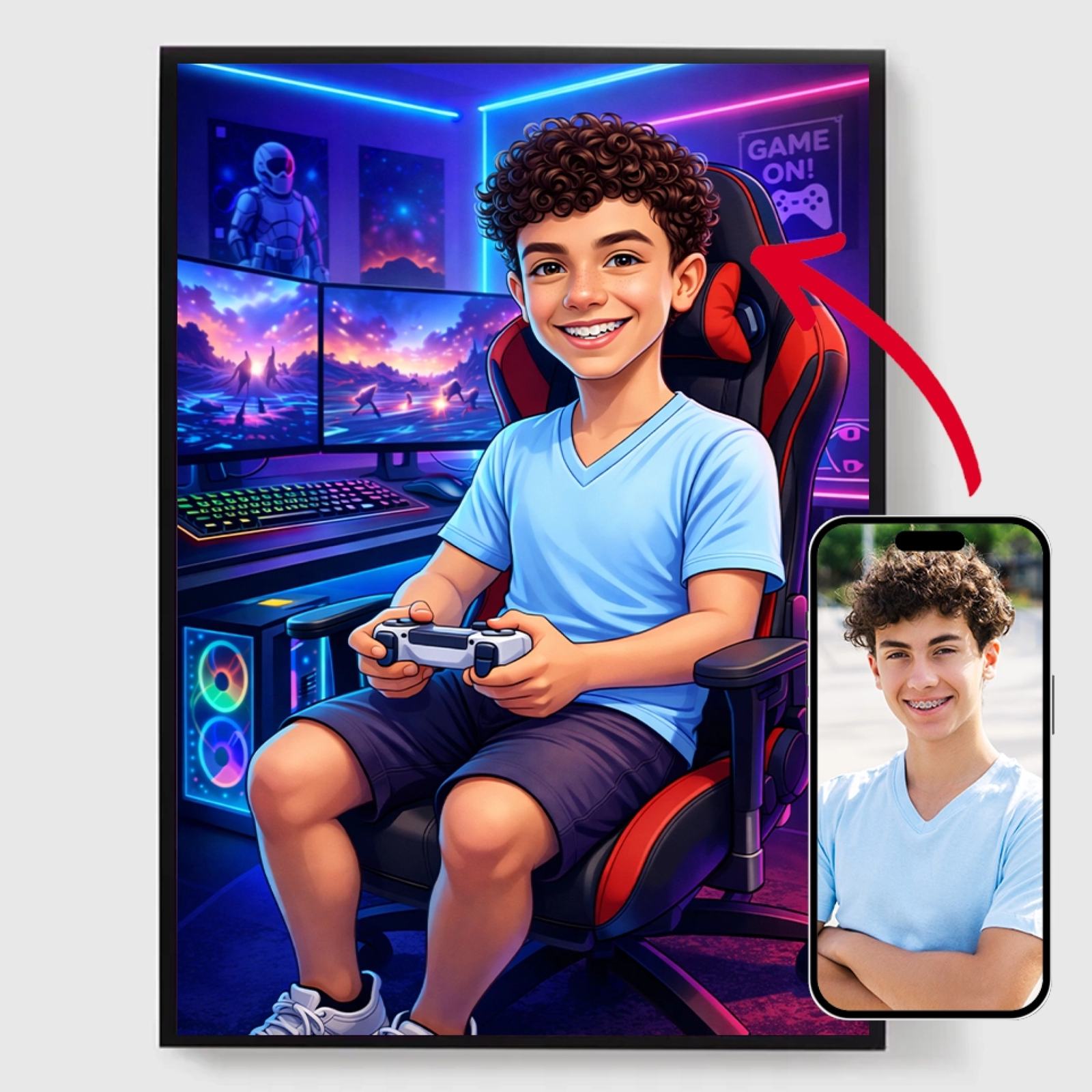 Personalised Poster - Gamer Caricature - AI Poster