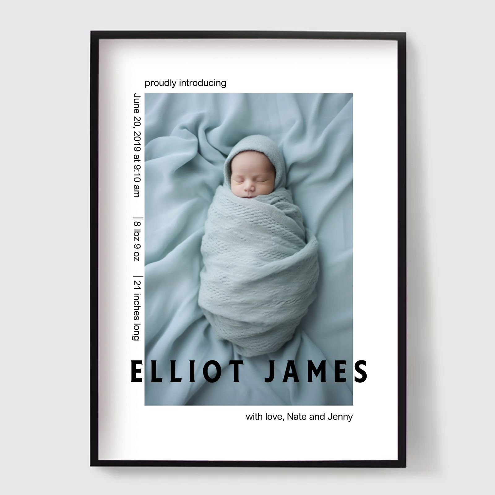 Personalised Poster - Newborn Birth Announcement