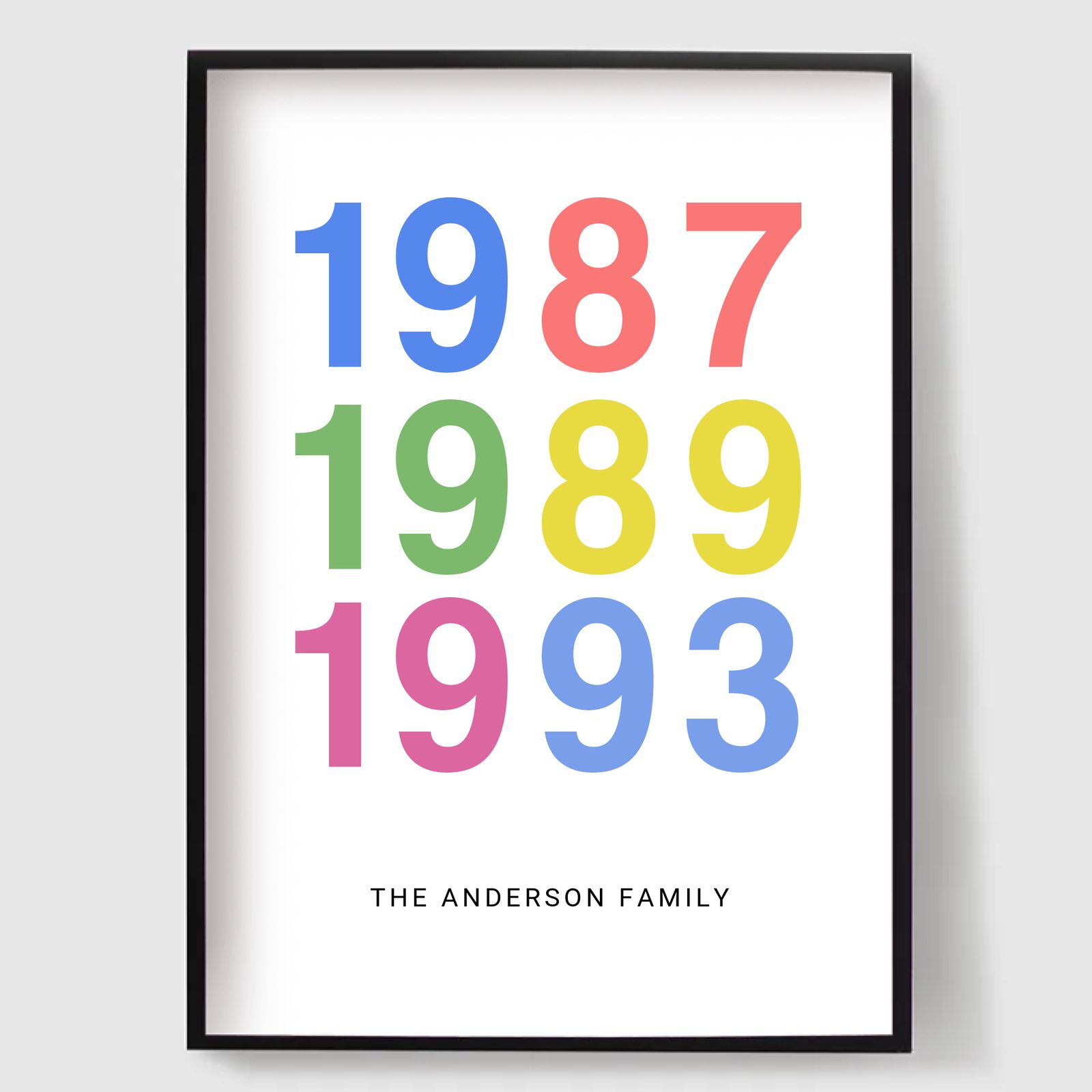 Personalised Posters - Custom Multi-Colored Year Poster