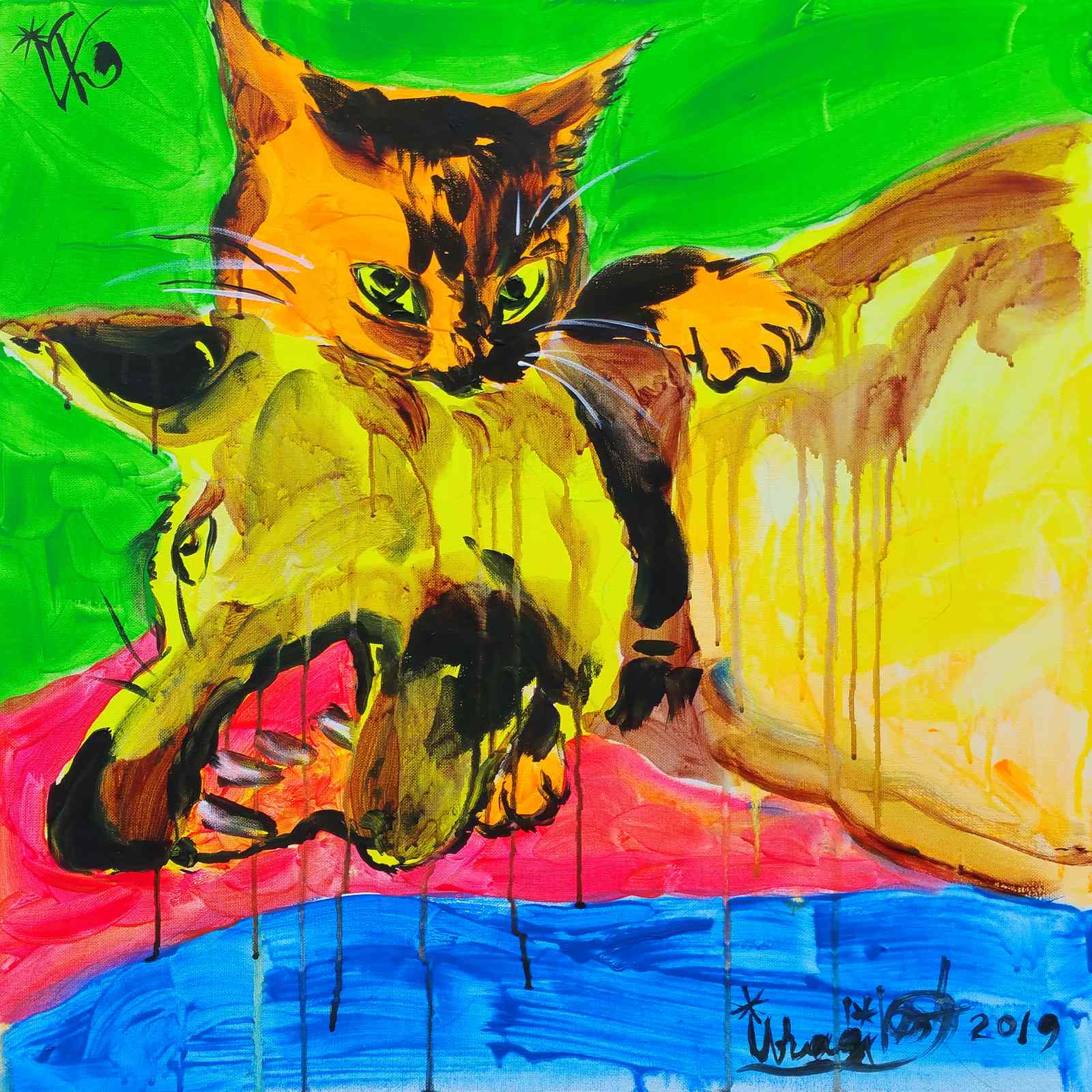 Poster - Colorful Cat and Dog