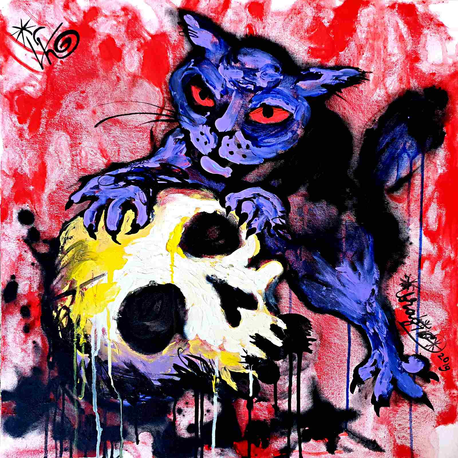 Poster - Cat and Skull Artwork