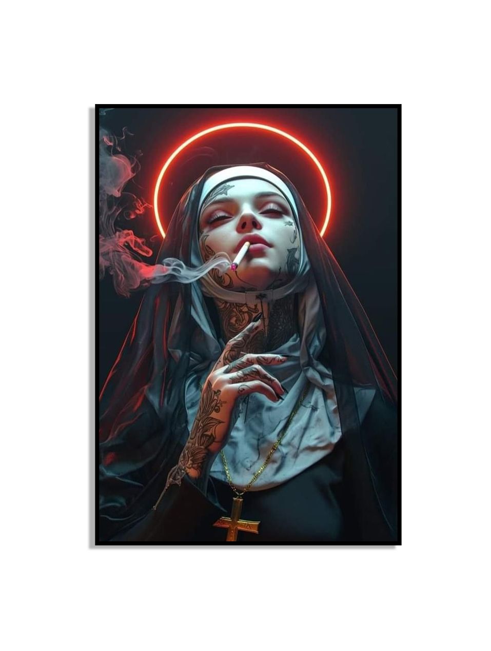 Smoking Nun Art Wall Poster