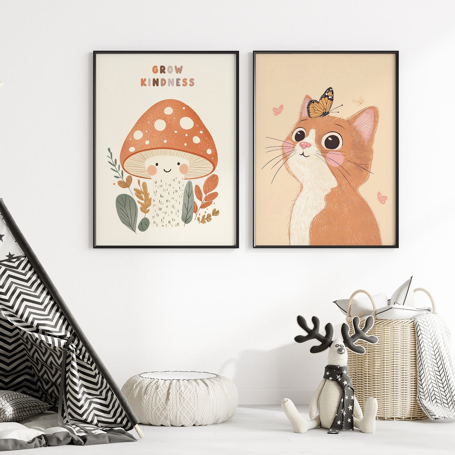 Poster - Grow Kindness & Cat / Set of 2
