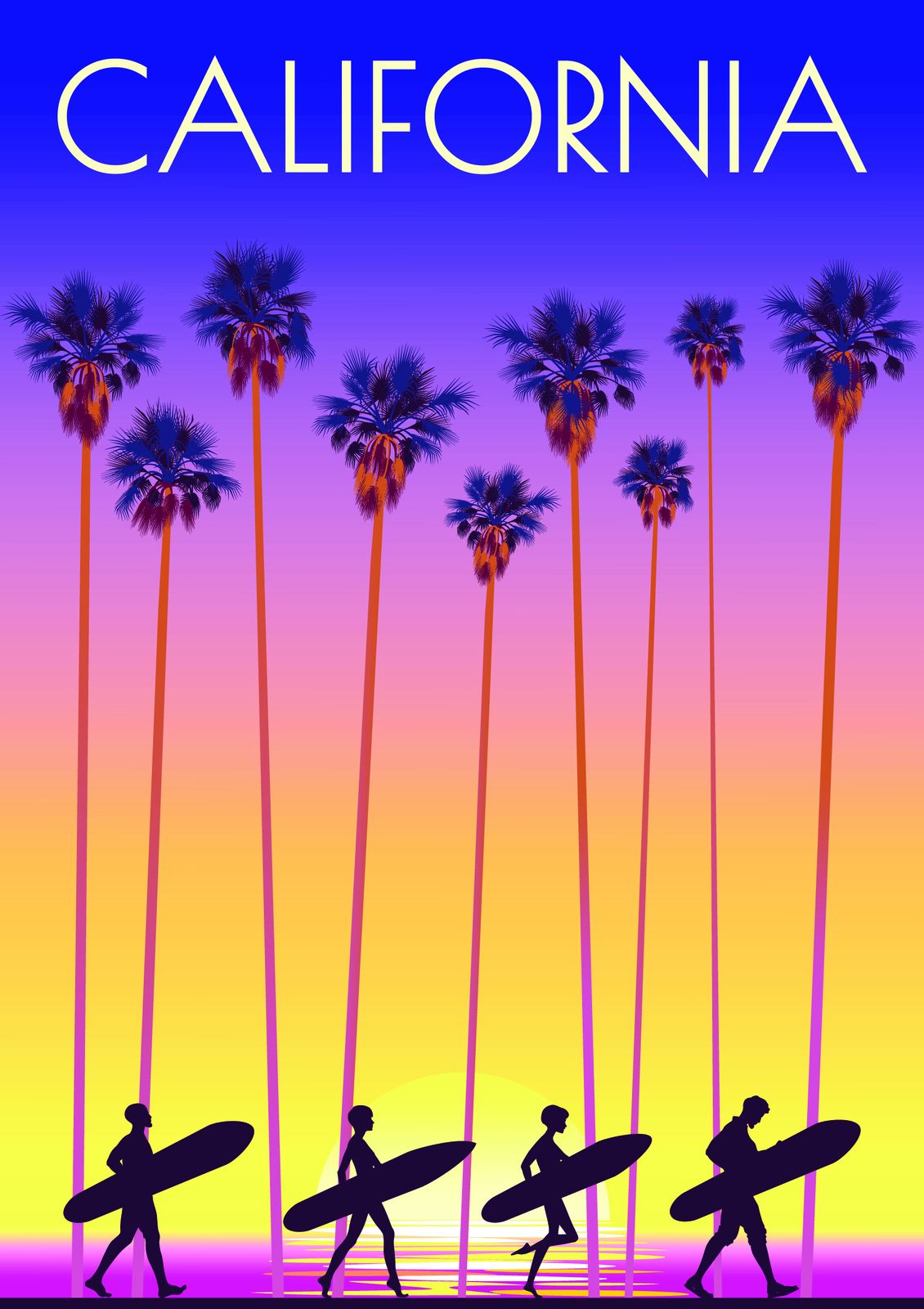 California Surfing Wall Poster