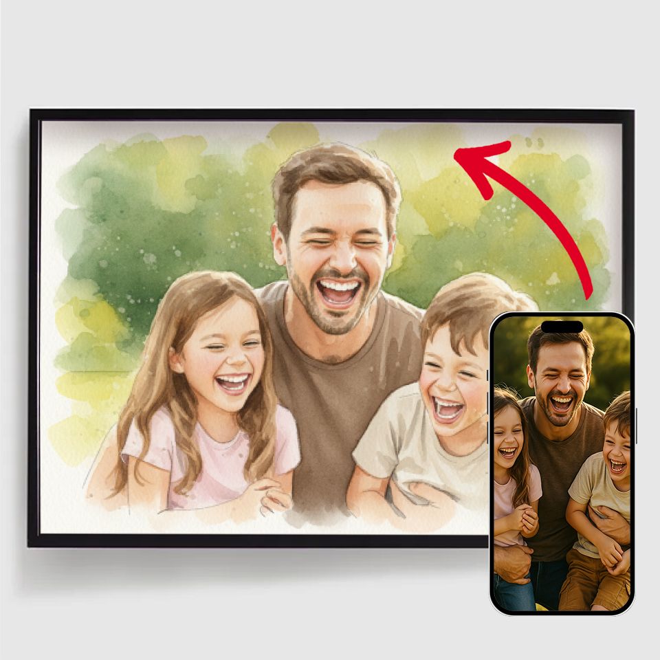 Personalised Poster - Watercolor Portrait - Horizontal - AI Poster