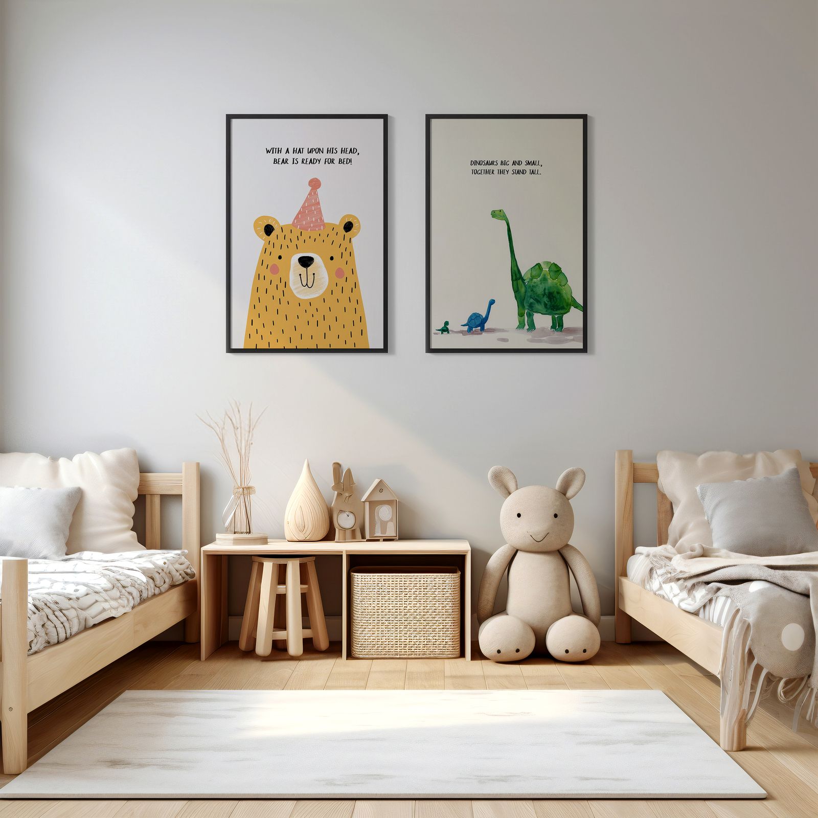 Poster - Bear and Dinosaur / Set of 2