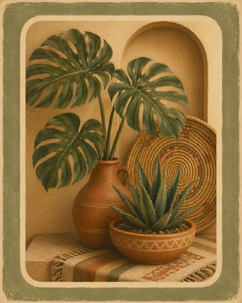 Poster - Greenery Vase on Rustic Table