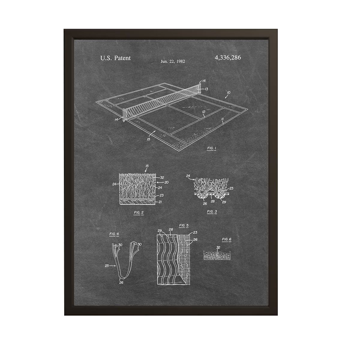 Patent Drawing Poster - Tennis Court Design