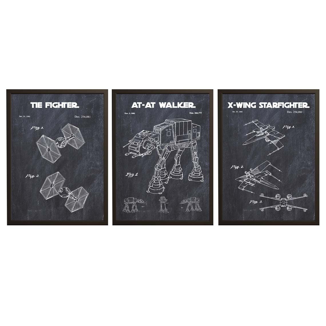 Patent Drawing Poster - Star Wars Vehicles / Set of 3