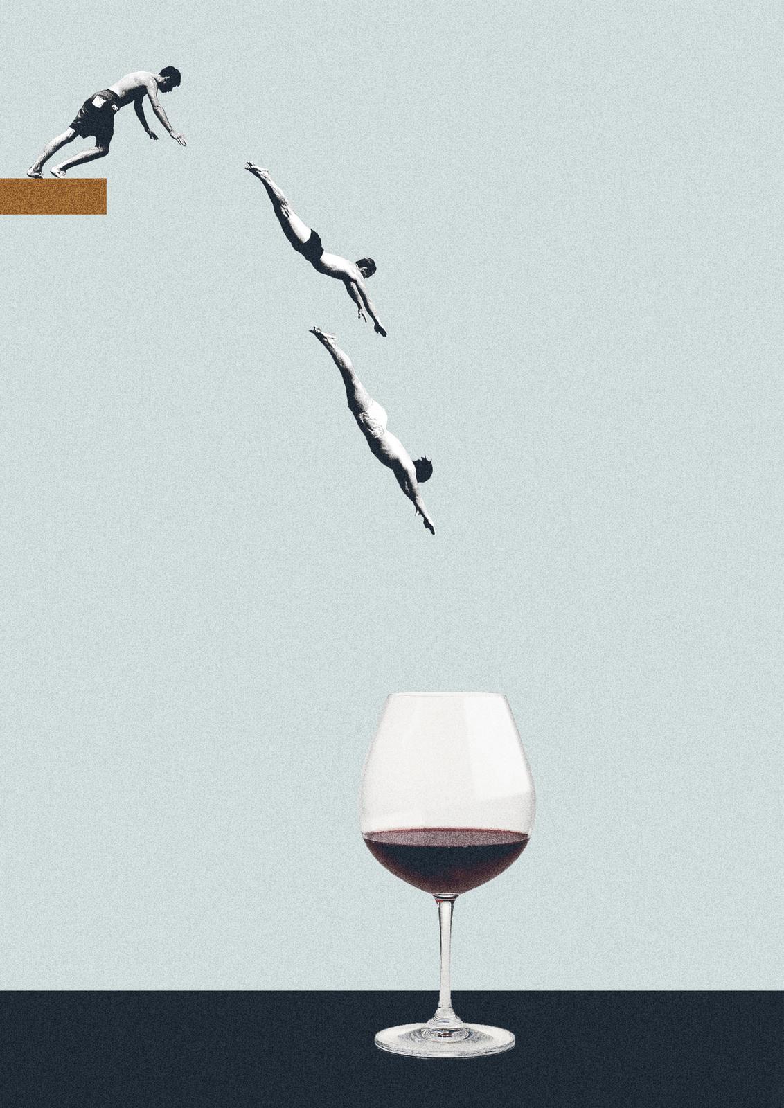 Poster - Diver and Wine