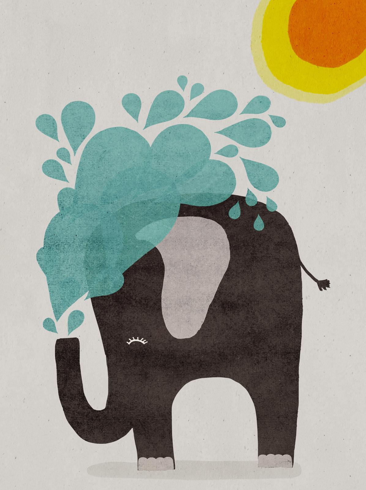 Poster - Elephant with Water Splash