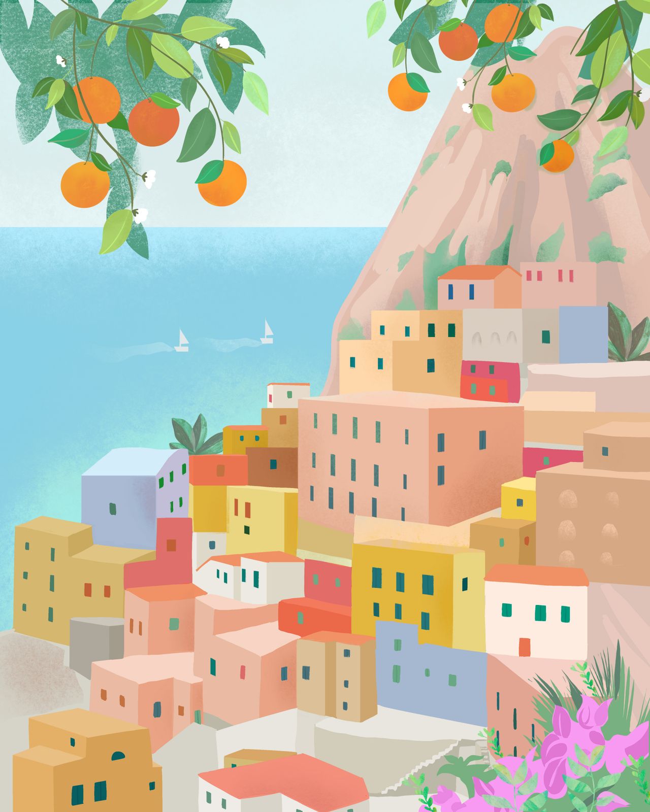 Poster - Vibrant Coastal Village