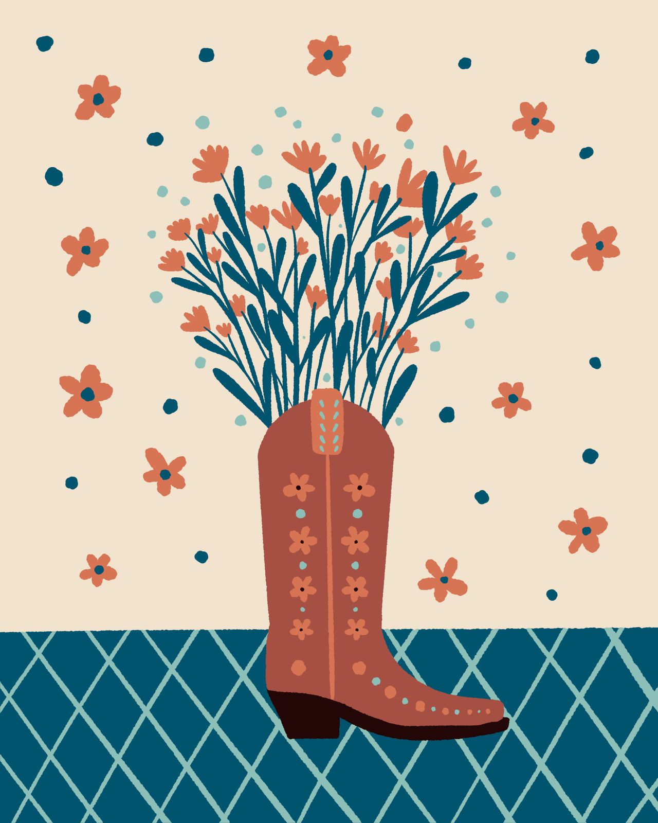Poster - Boot and Flowers