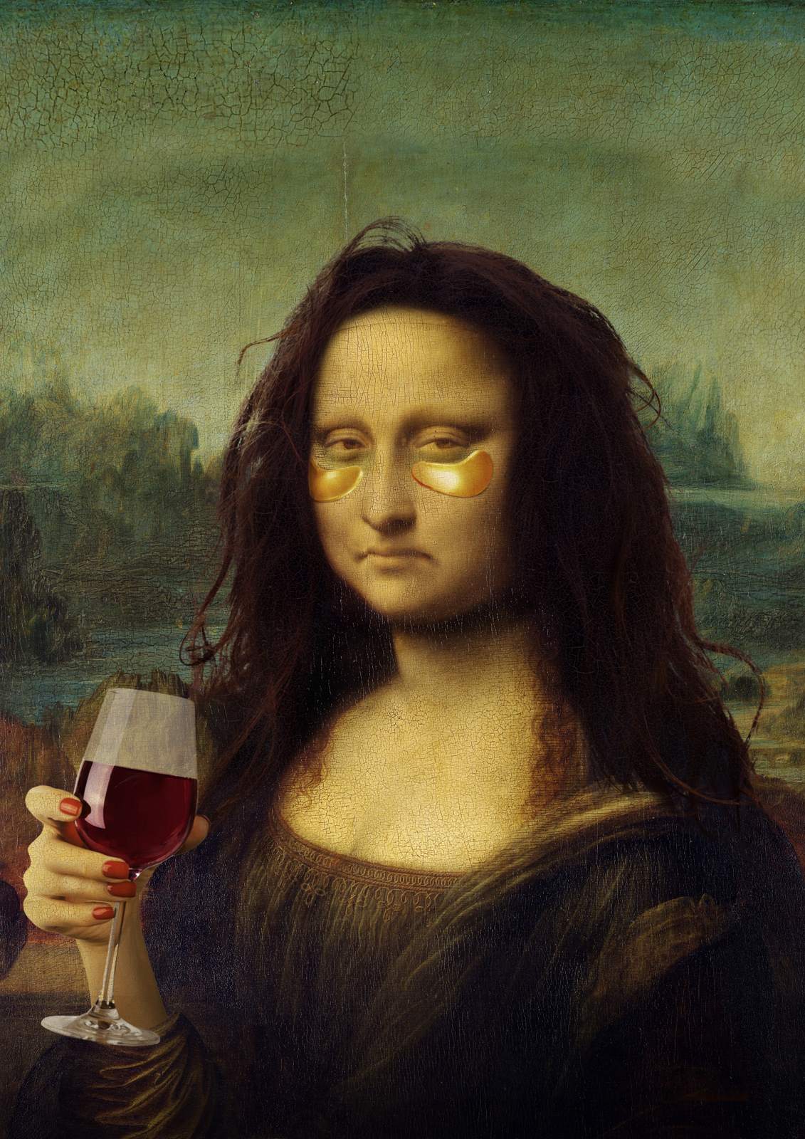 Poster - Mona Lisa With Wine