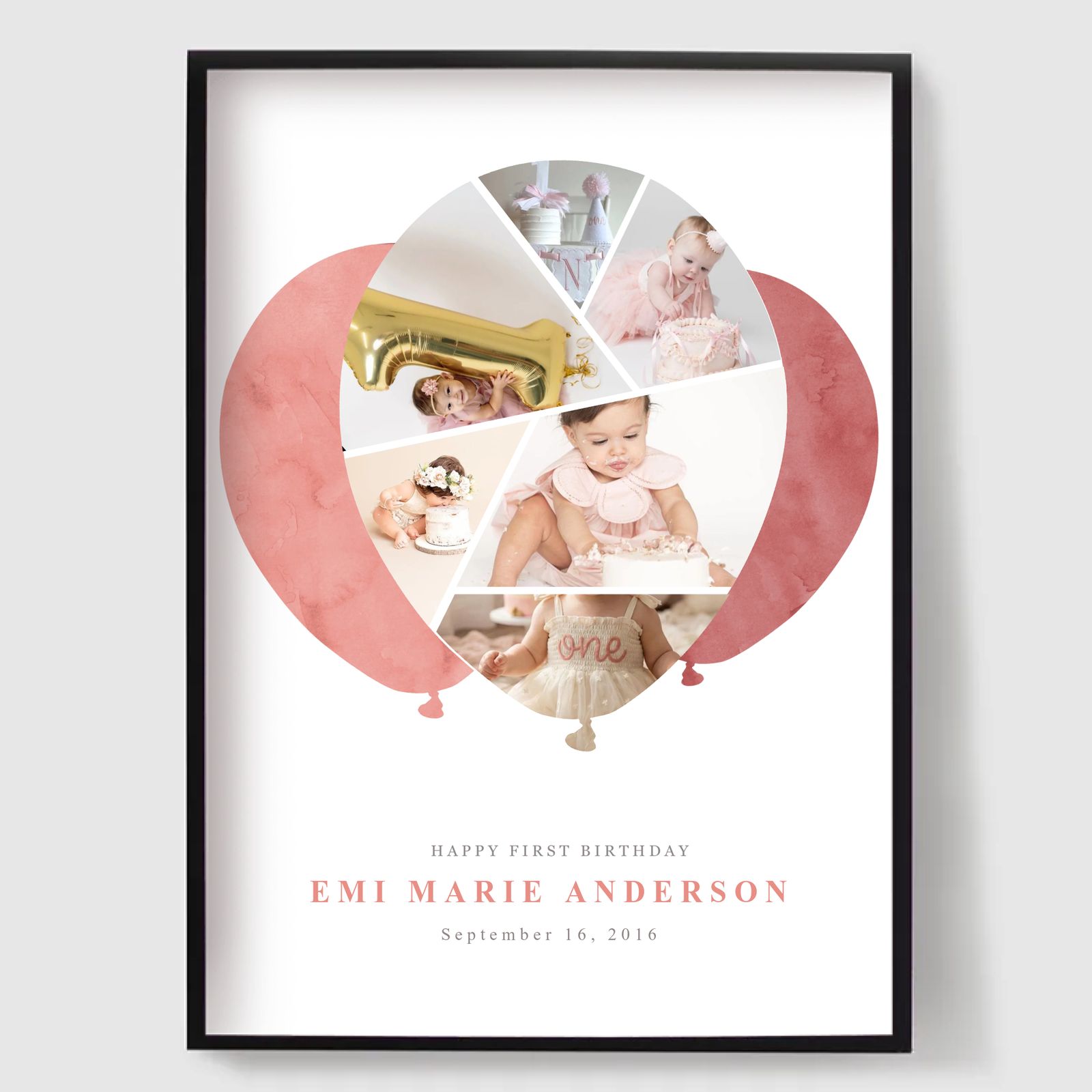Personalised Poster - Balloon Shape Collage - 6 Photos