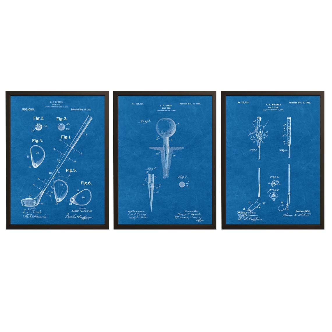 Patent Drawing Poster - Golf Inventions / Set of 3