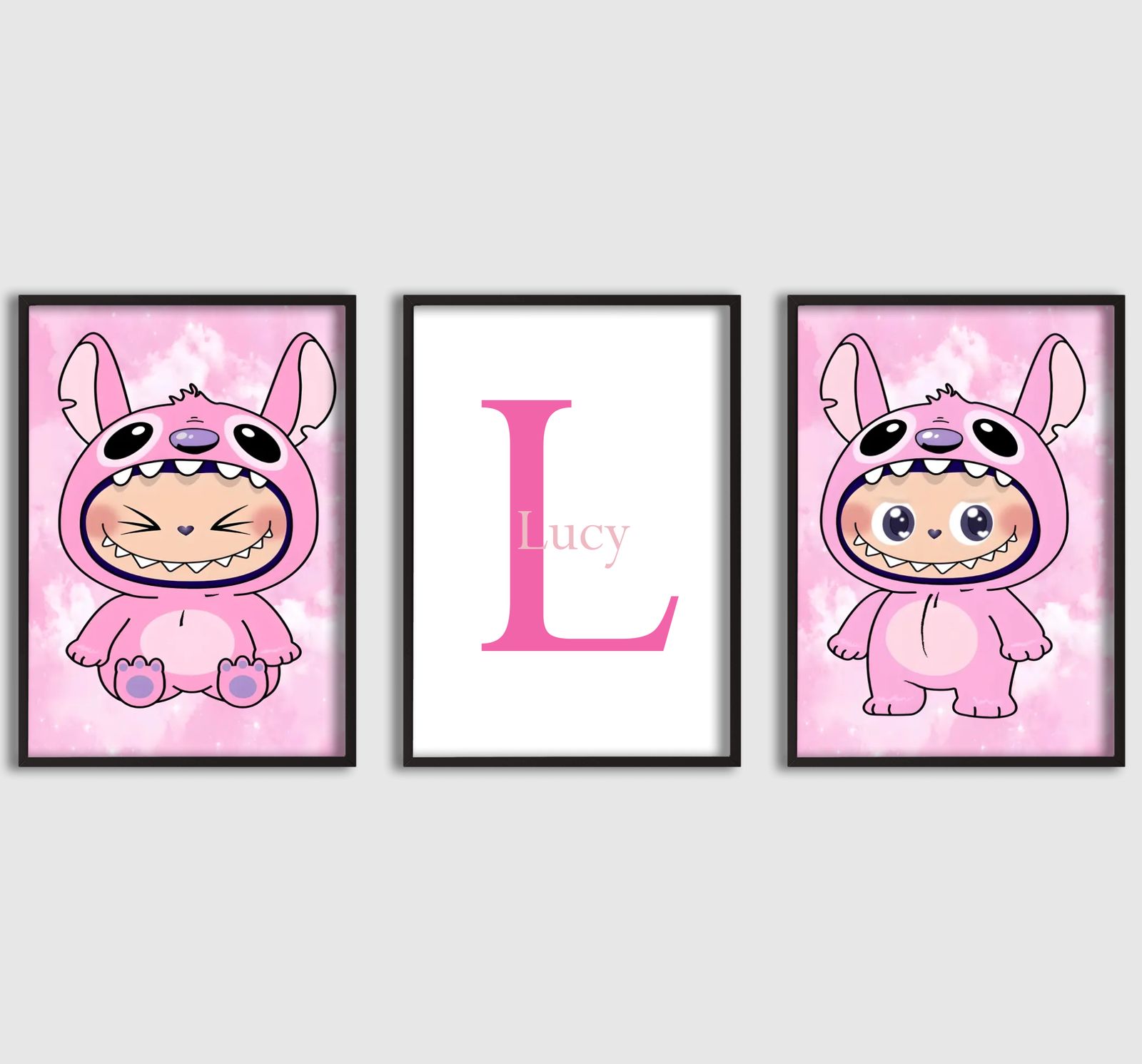 Personalised Poster - Cute Doll Style with Name - Set of 3