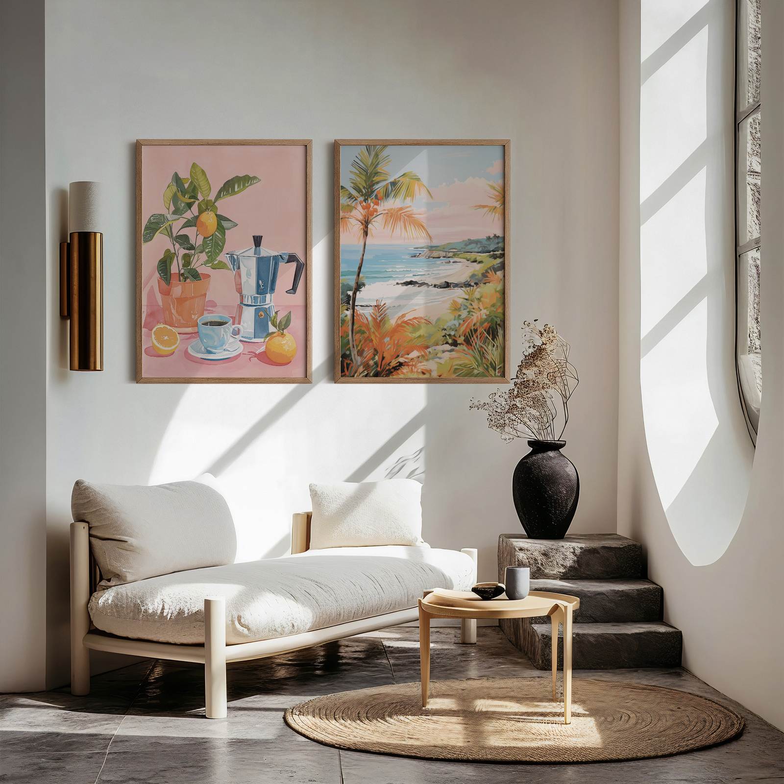 Poster - Coffee and Beach Scene / Set of 2