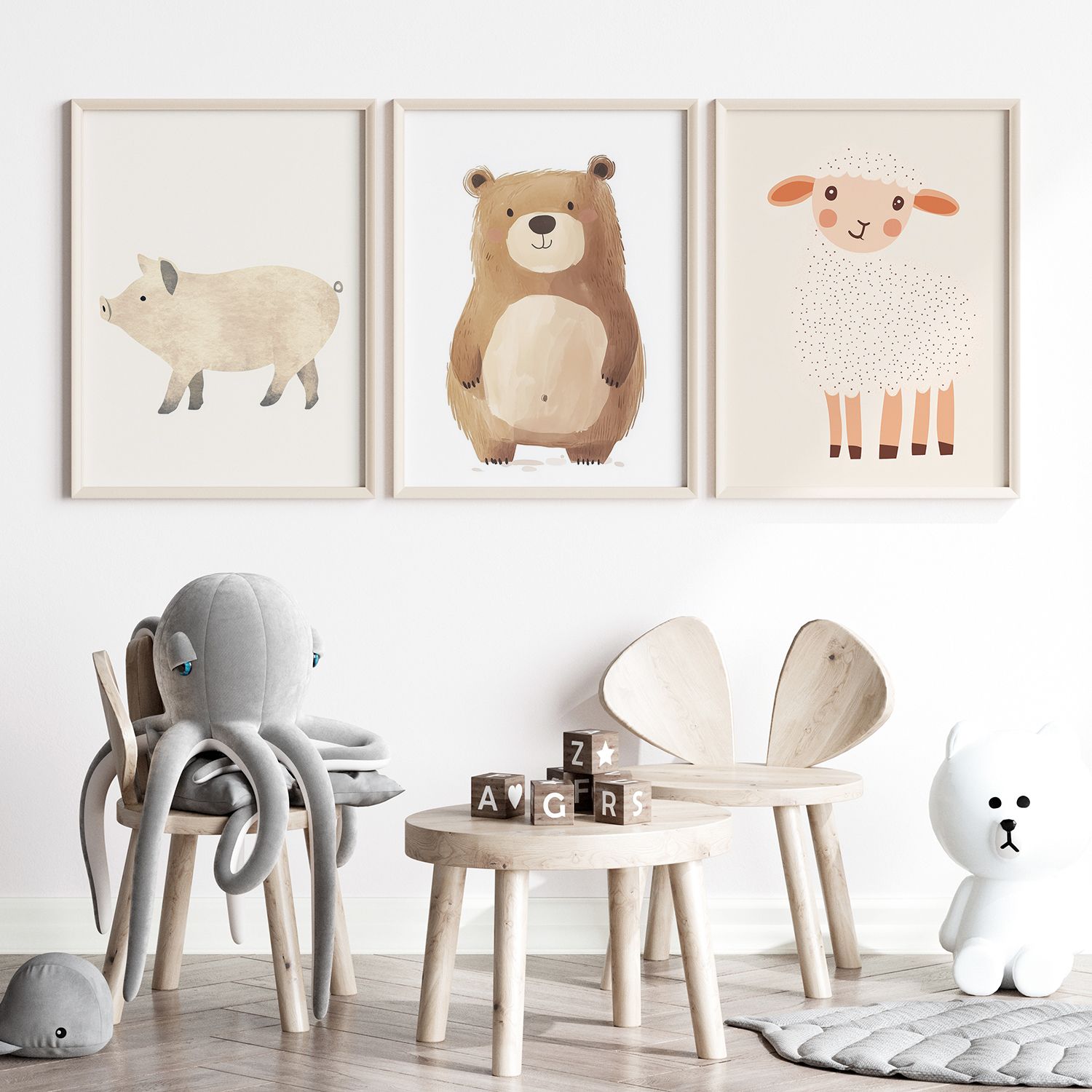 Poster - Cute Animal Trio / Set of 3