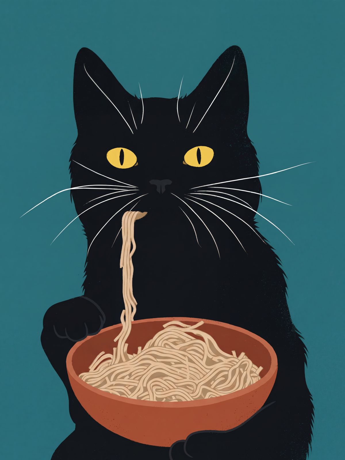 Poster - Cat with Noodles