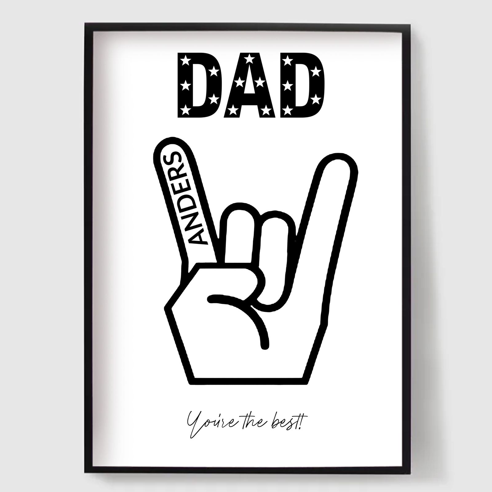 Personalised Posters - Dad Rock n Roll Fingers