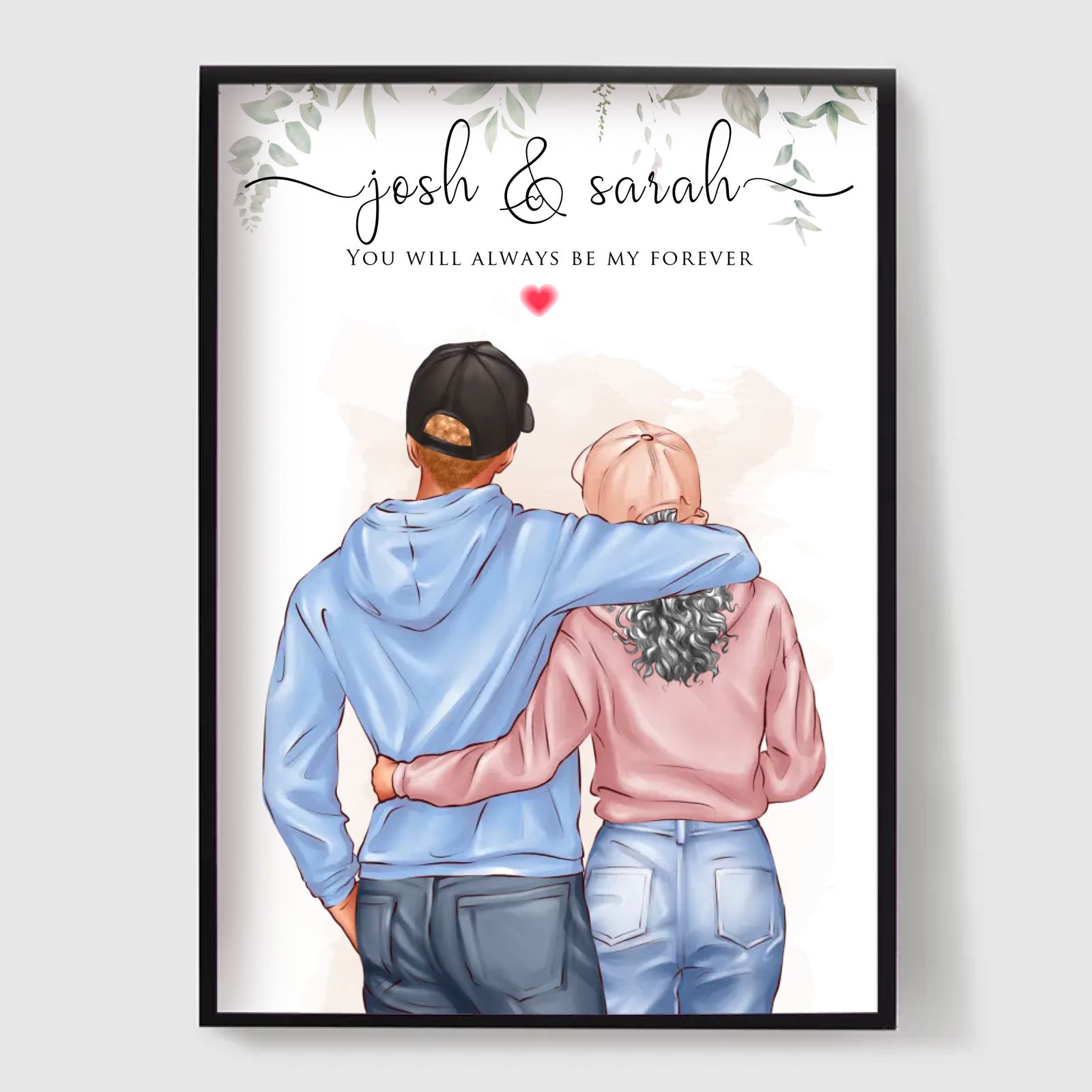 Personalised Poster - Romantic Couple Love Illustration