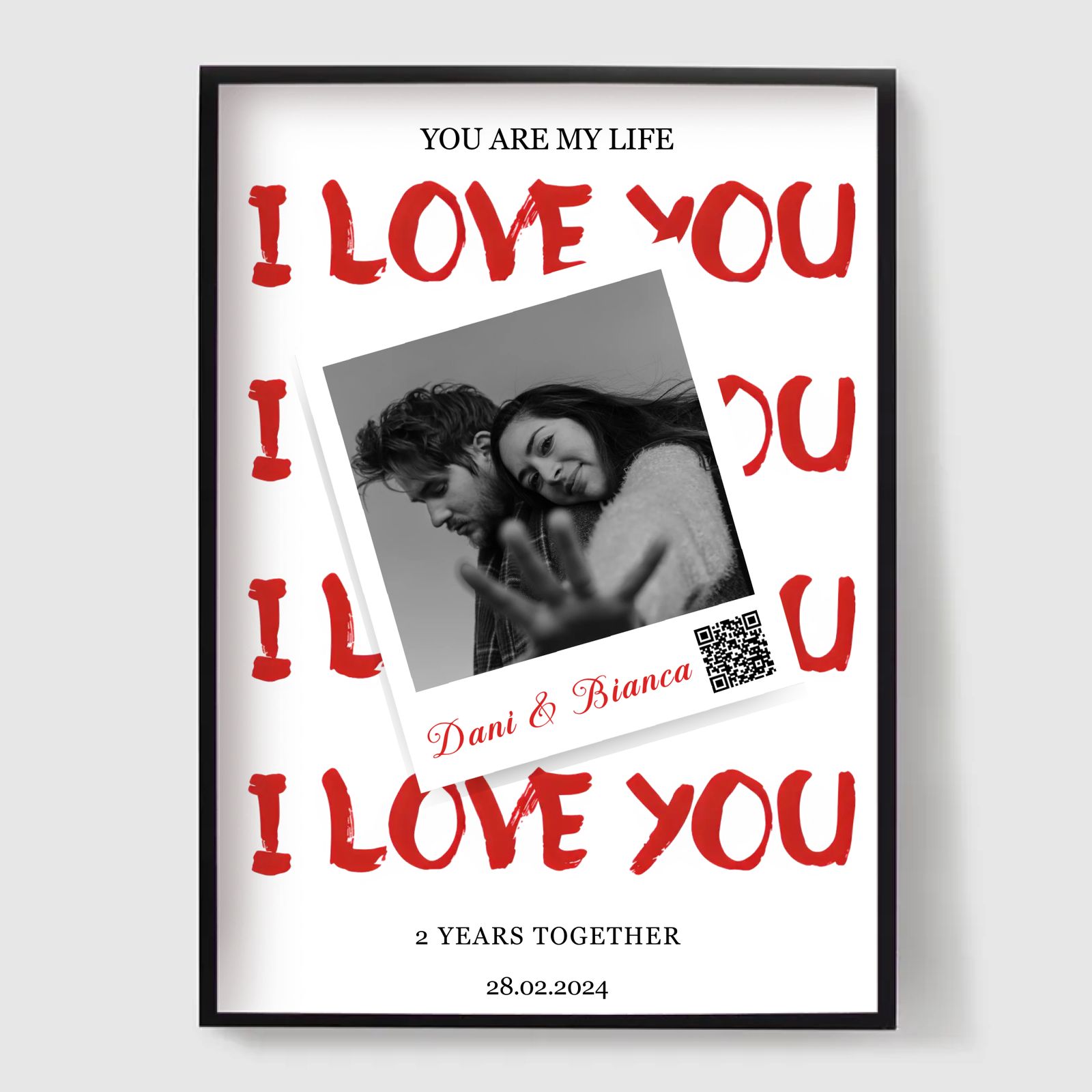 Personalised Poster - I Love You Poster with QR Code
