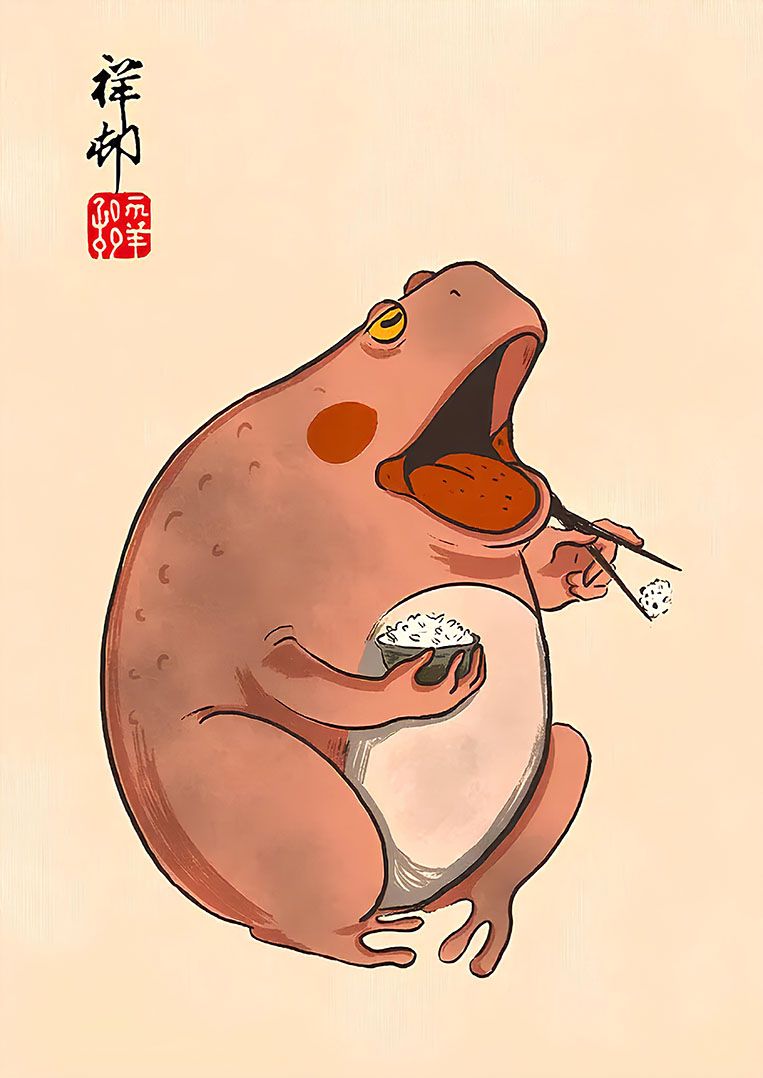 Poster - Frog Eating Rice