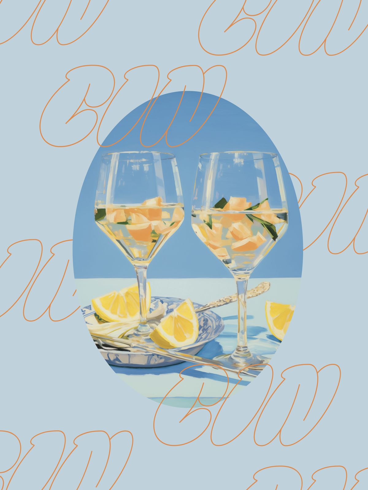 Poster - Lemon Wine Glass Still Life