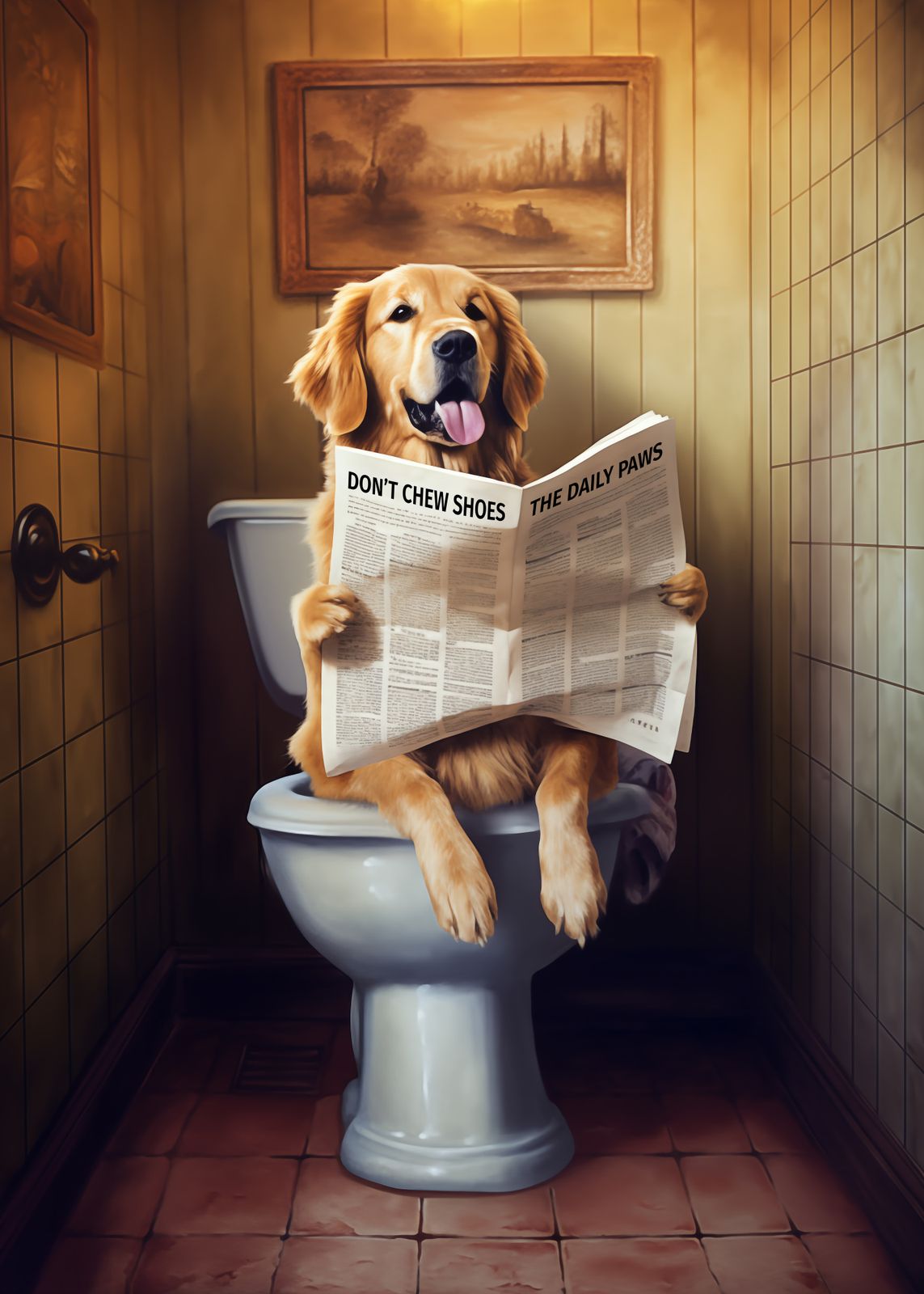Poster - Dog Reading Newspaper