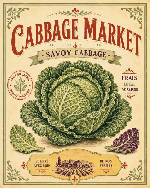 Poster - Vintage Cabbage Market