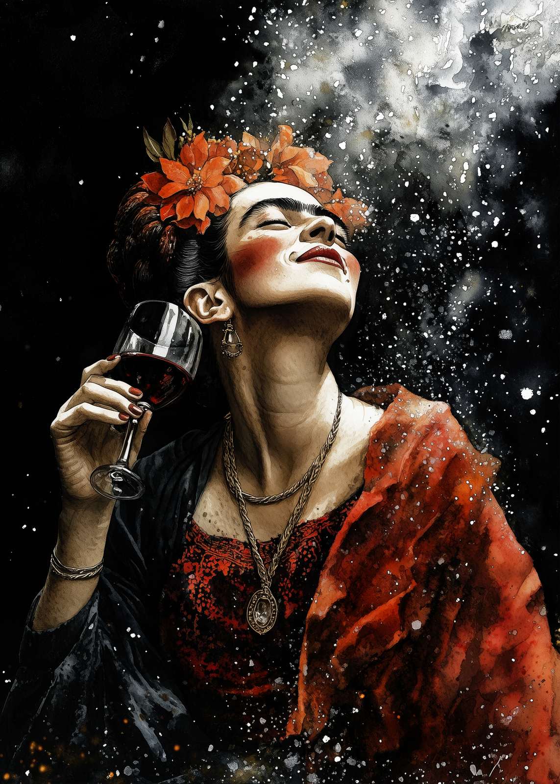 Poster - Frida Kahlo with Wine
