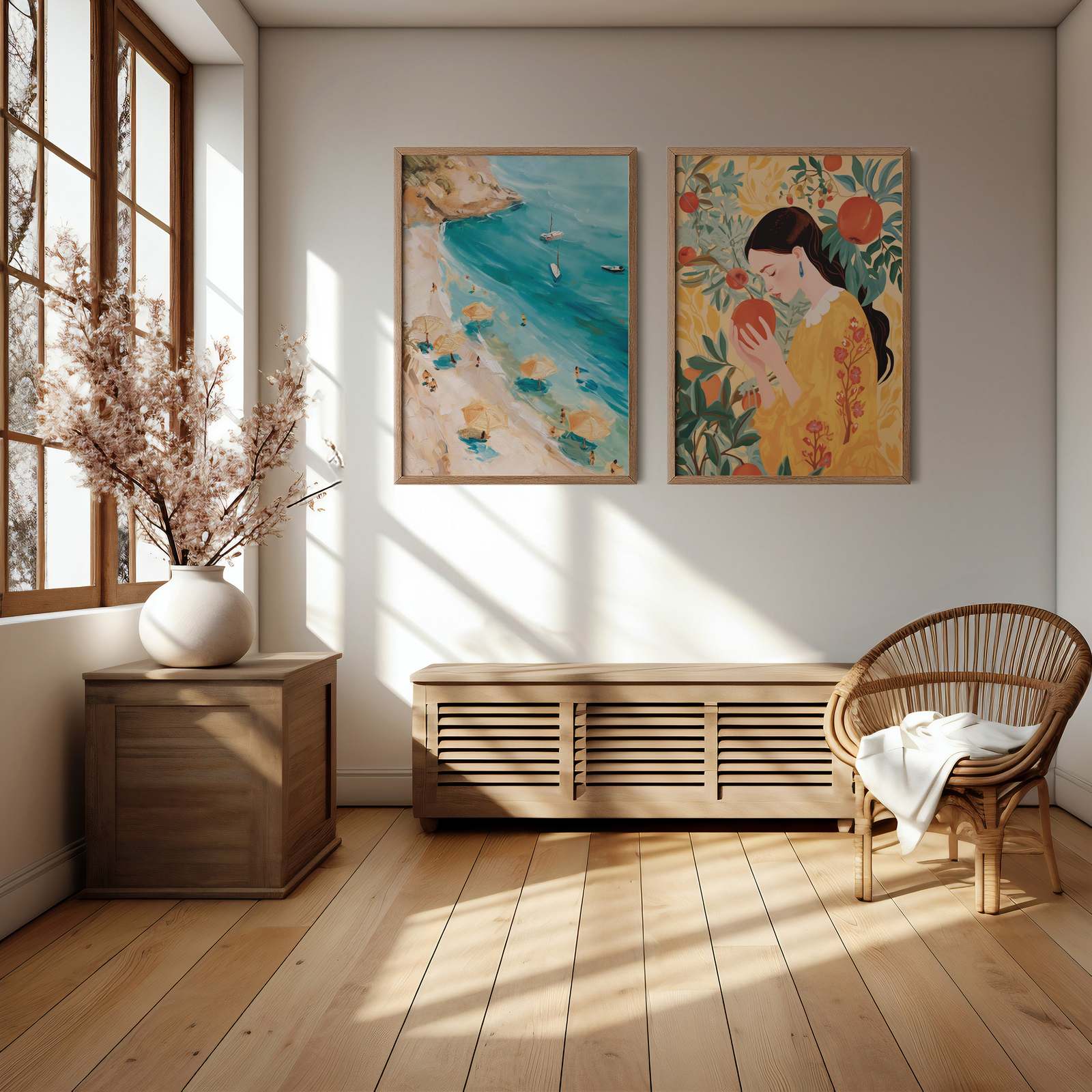 Poster - Beach Serenity and Flora Harmony / Set of 2
