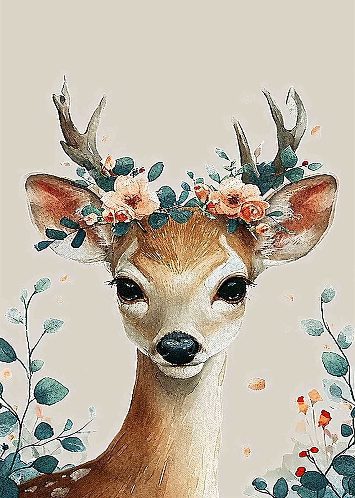 Poster - Deer with Floral Crown