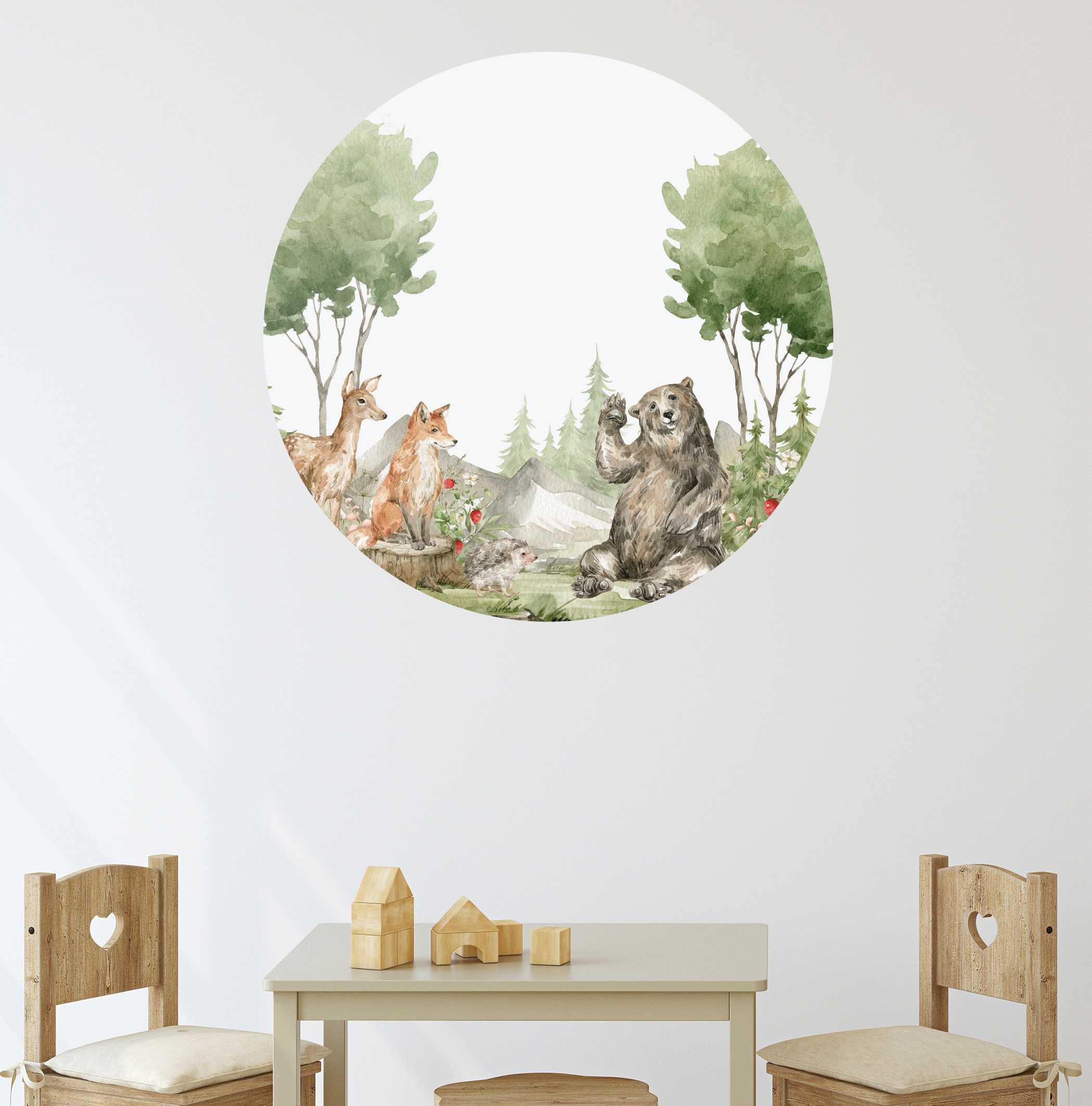 WALLSTICKERS - ROUND - FOREST ANIMALS