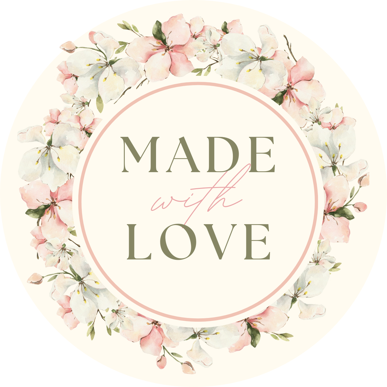 Circle label – Personal Sticker – Spring Blossom Floral