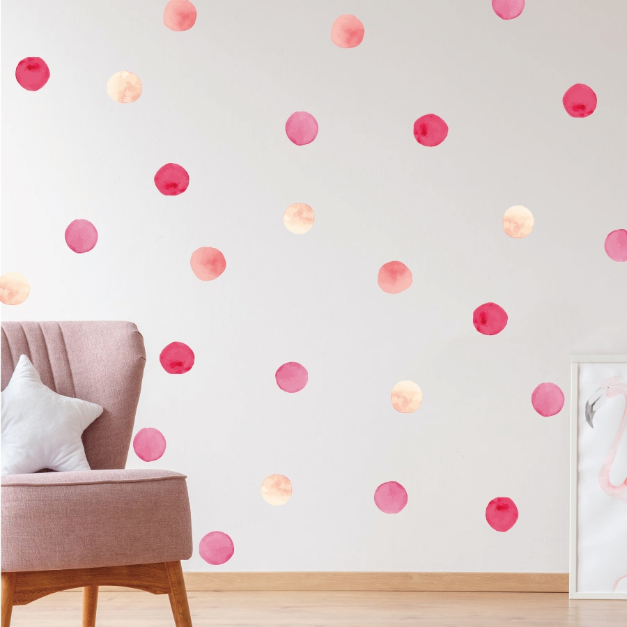 Wallsticker -  Polka Dots / Pink