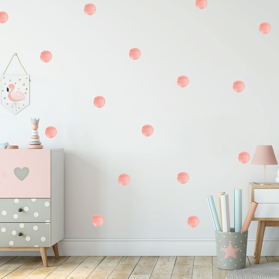 Wallsticker -  Polka Dots / Peach