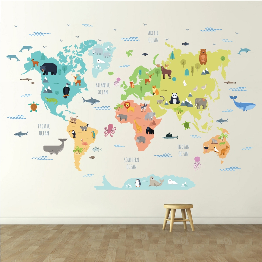 Wallsticker - Map with Animals