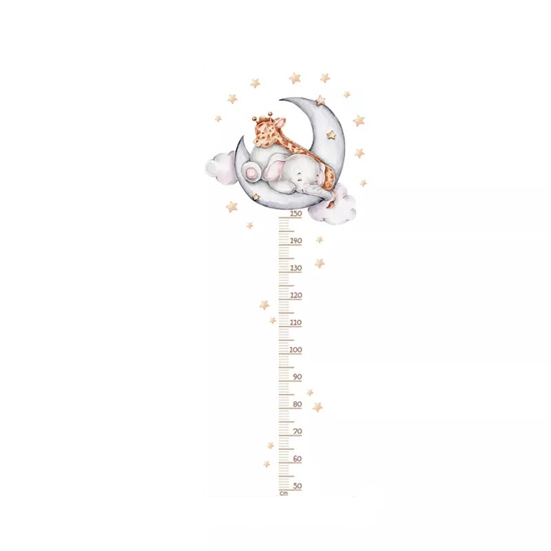 Wallsticker - Height Measure / Sleeping Giraffe and Elephant