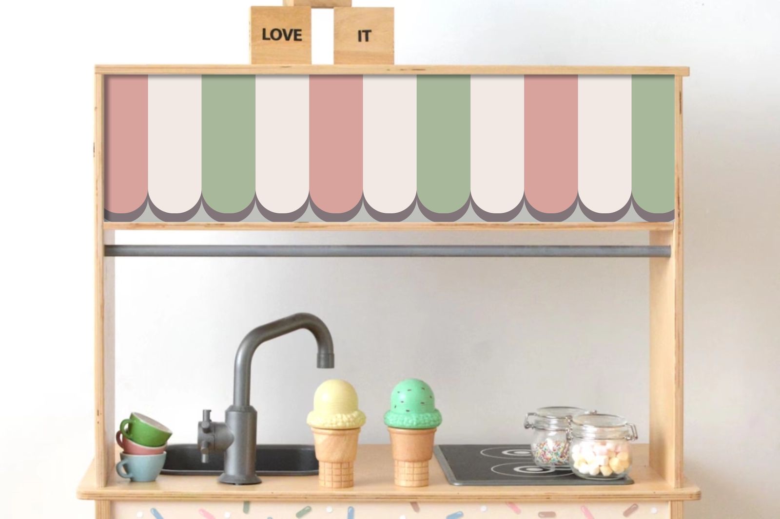 Self-adhesive decal for Ikea Duktig – personal sticker for play kitchen – Custom Awning