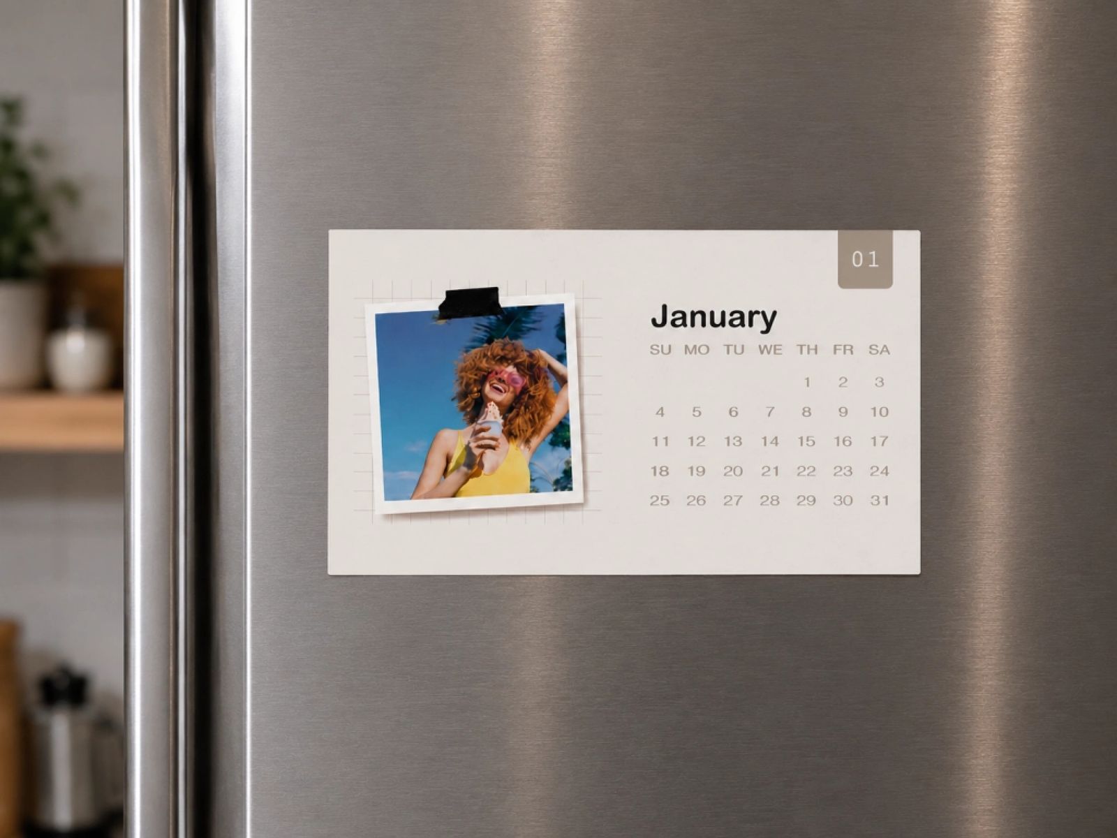 Personalized Monthly Photo Calendar Stickers – 30x17 cm Set of 12