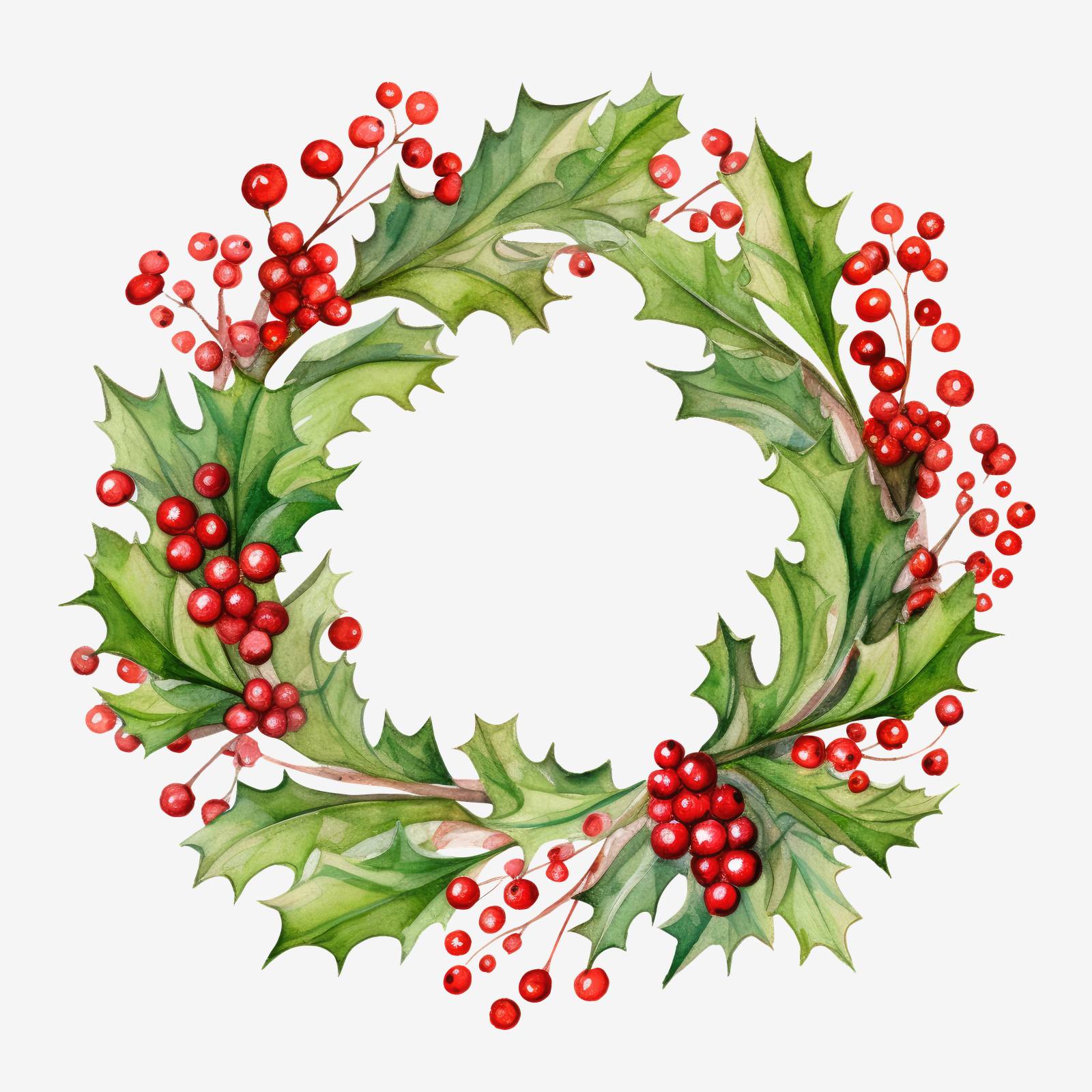 Festive Holly Wreath Sticker