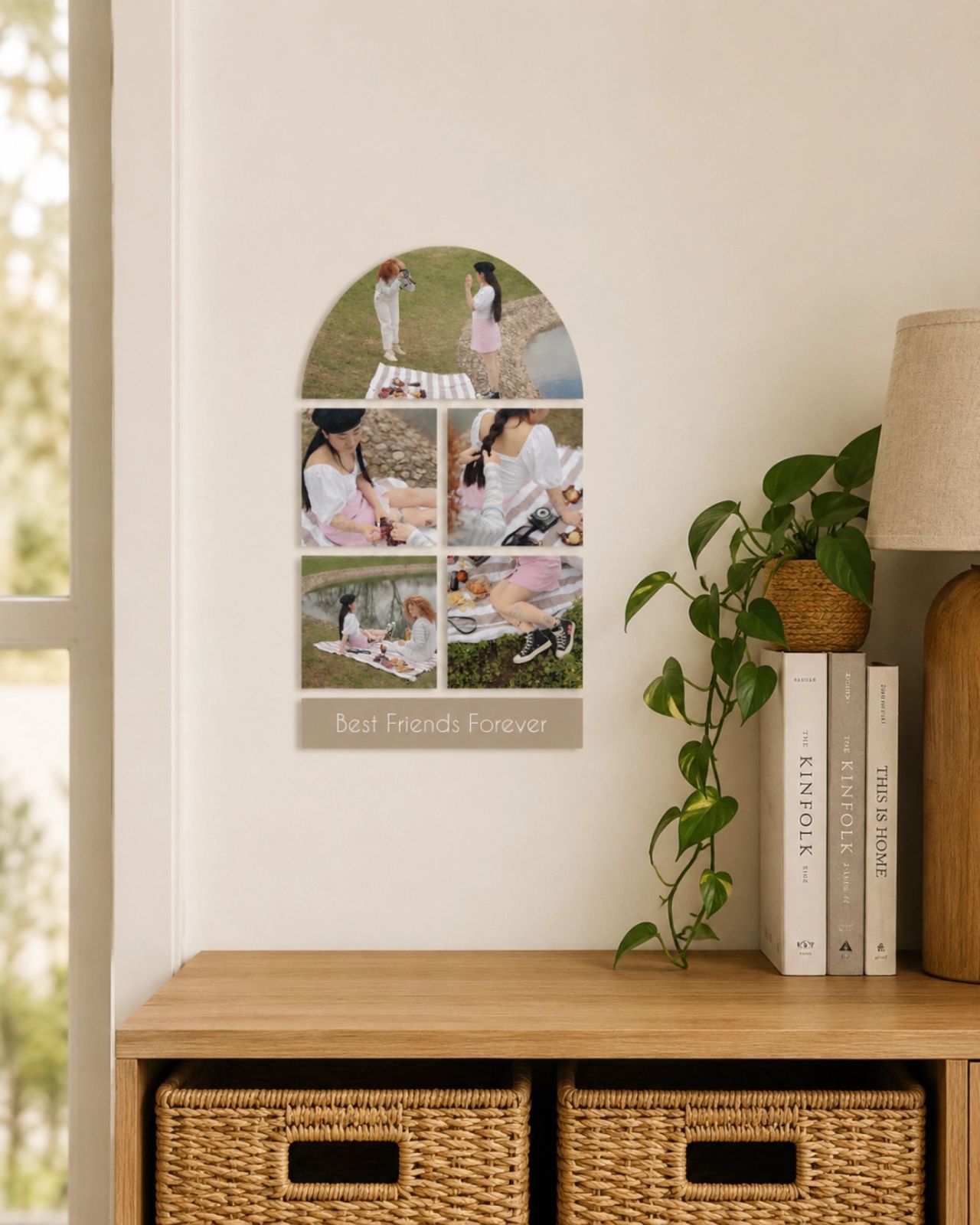 Personalized Wallsticker - Arch Photo Collage / Bottom text